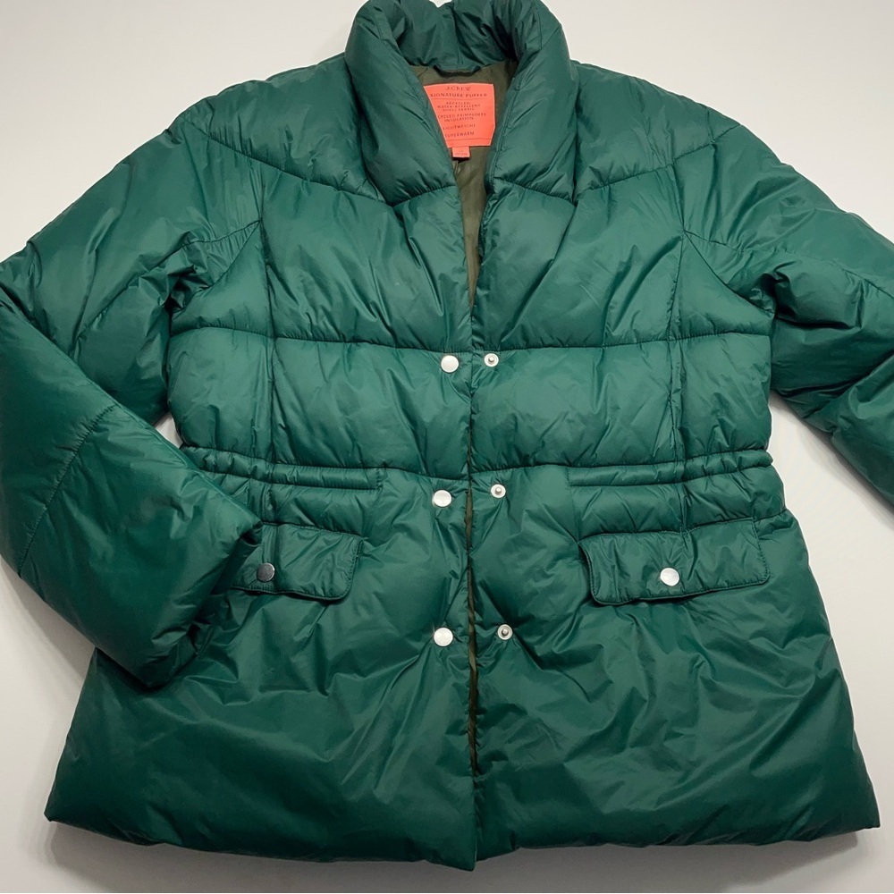 J.Crew Alps Signature Puffer Jacket Womens Size XS Green Primaloft Insulation - Picture 3 of 16